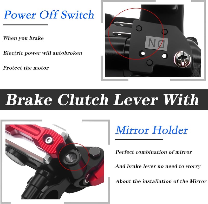 JXPANG Universal Motorcycle 7/8" 22mm Handlebar Brake Master Cylinder Clutch Lever CNC Left & Right Set Compatible with Harley Honda Kawasaki Suzuki Yamaha（ Piston Diameter 12.7mm (Red) - Image 2